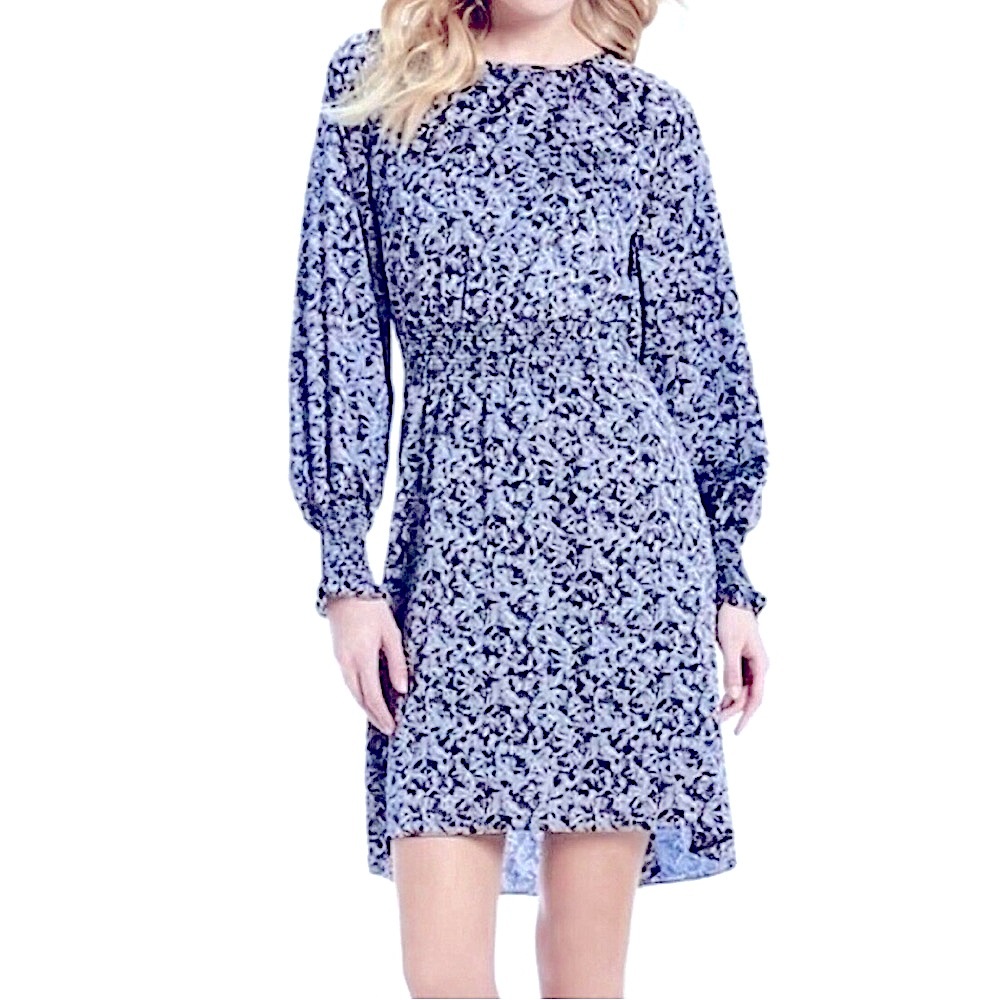H by HALSTON Long Sleeve Smocked Detail Dress Sz S